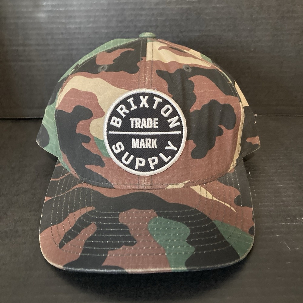 Brixton Supply Camouflage Snapback Hat Round Patch Logo One Size Adjustable